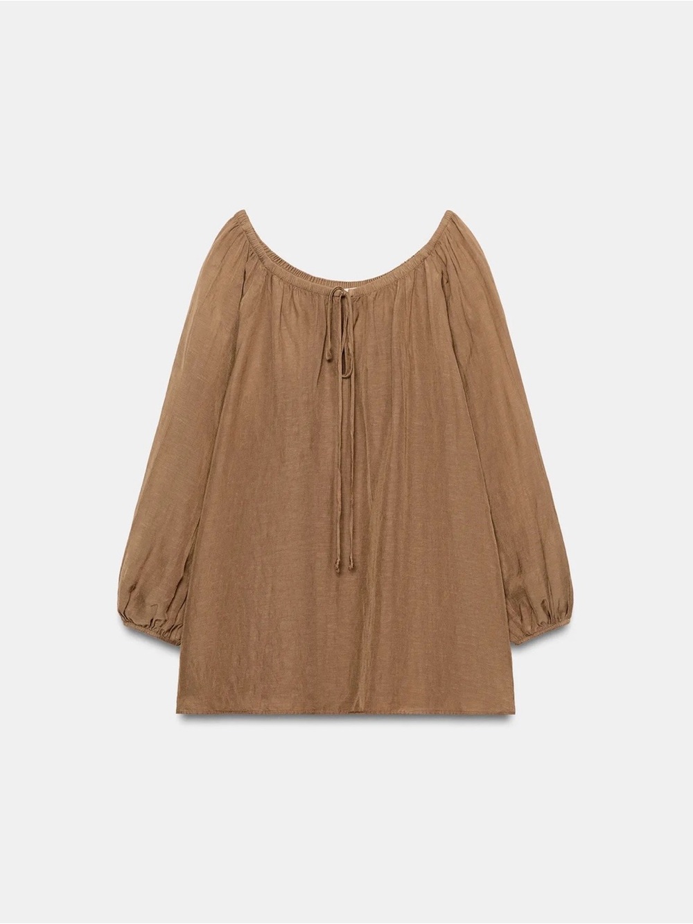 Zara NWT ZW Collection -  Lightweight Tan Blouse in Toffee